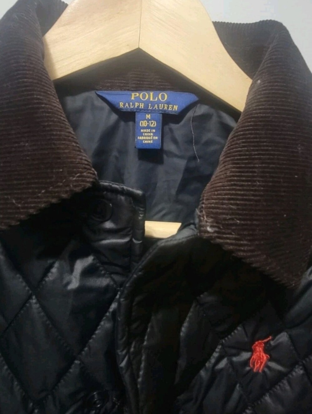 Polo Ralph Lauren Kids Medium (10-12) Black Diamond Quilted Barn Jacket (1031)